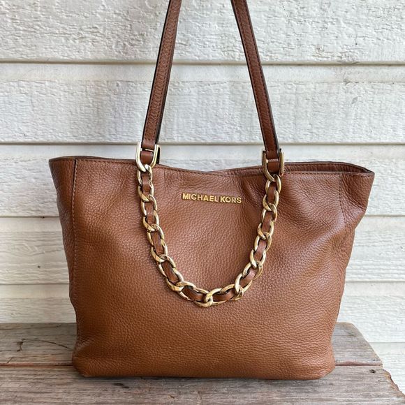 Michael Kors Handbags - MICHAEL KORS Acorn Chain Jet Set Raven Mercer Tote Shoulder Bag